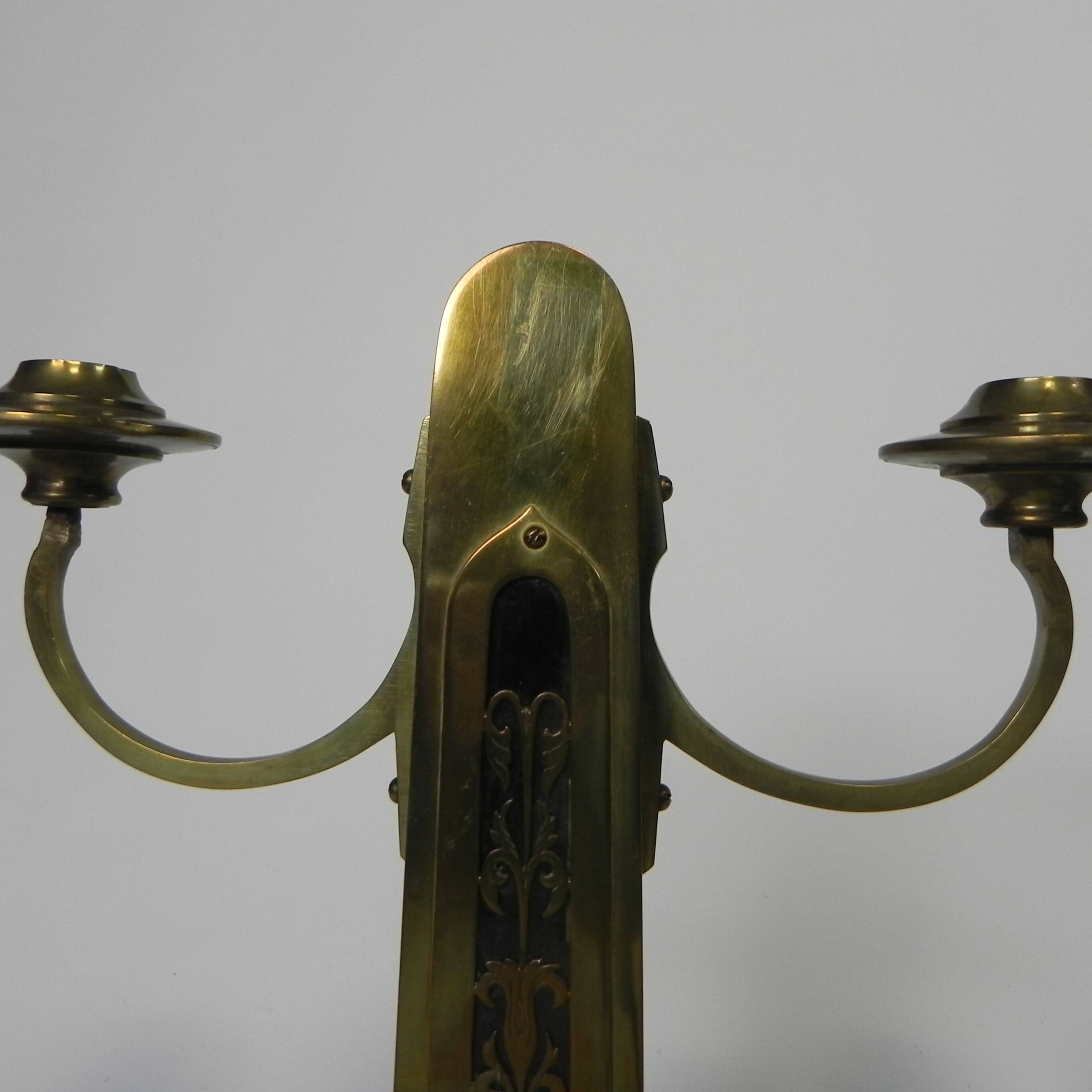 Set of 2 brass Art Nouveau candlesticks, circa 1910