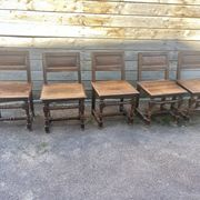Set of 5 Louis XIII style wooden chairs