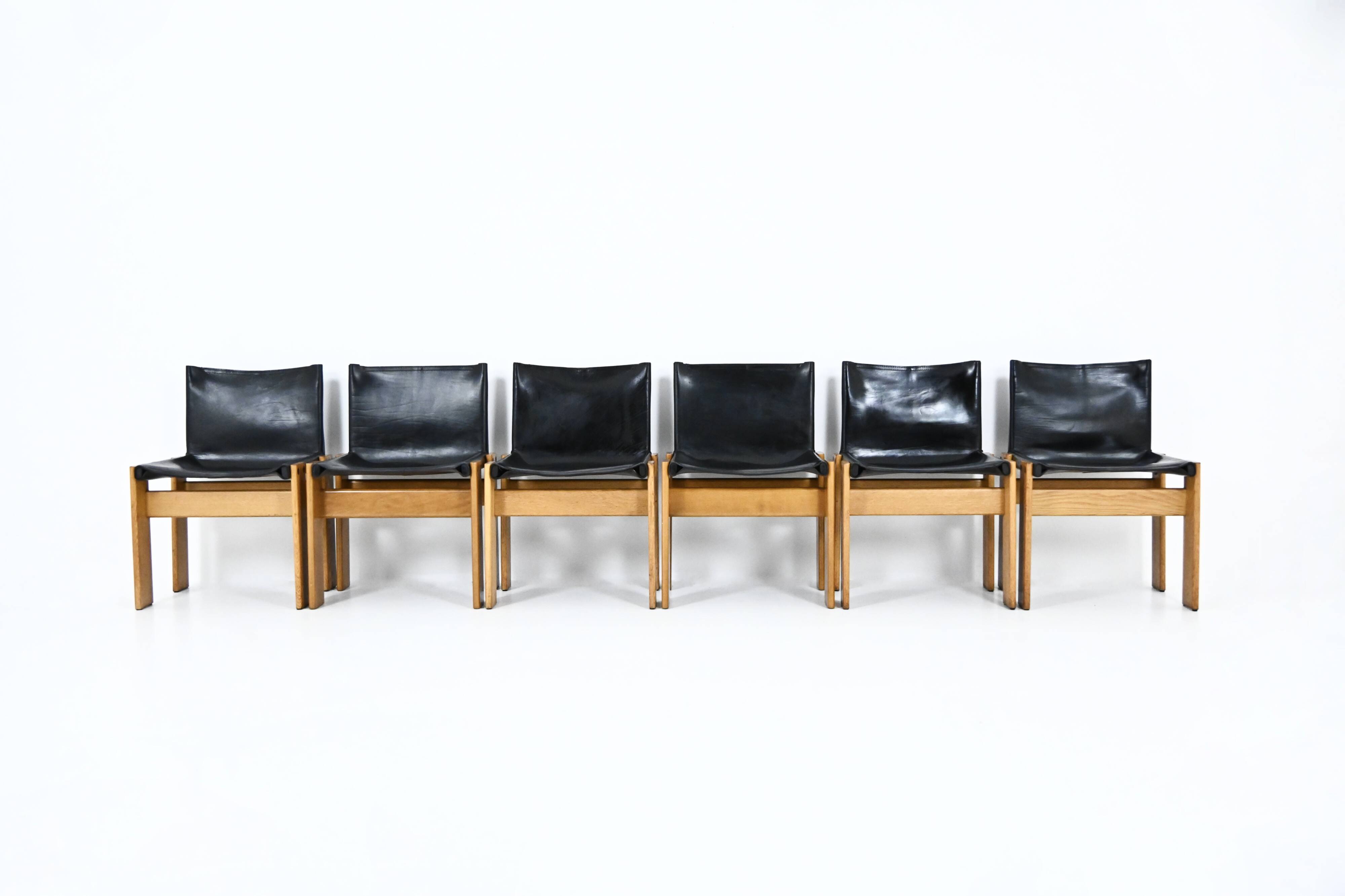 6 Monk dining chairs by Afra & Tobia Scarpa for Molteni, 1970