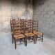 Ensemble de 8 chaises en bois et paille