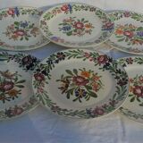 6 assiettes plates en faïence de sarreguemines modèle rusticana