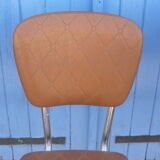 Lot of 8 vintage chairs in brown skai