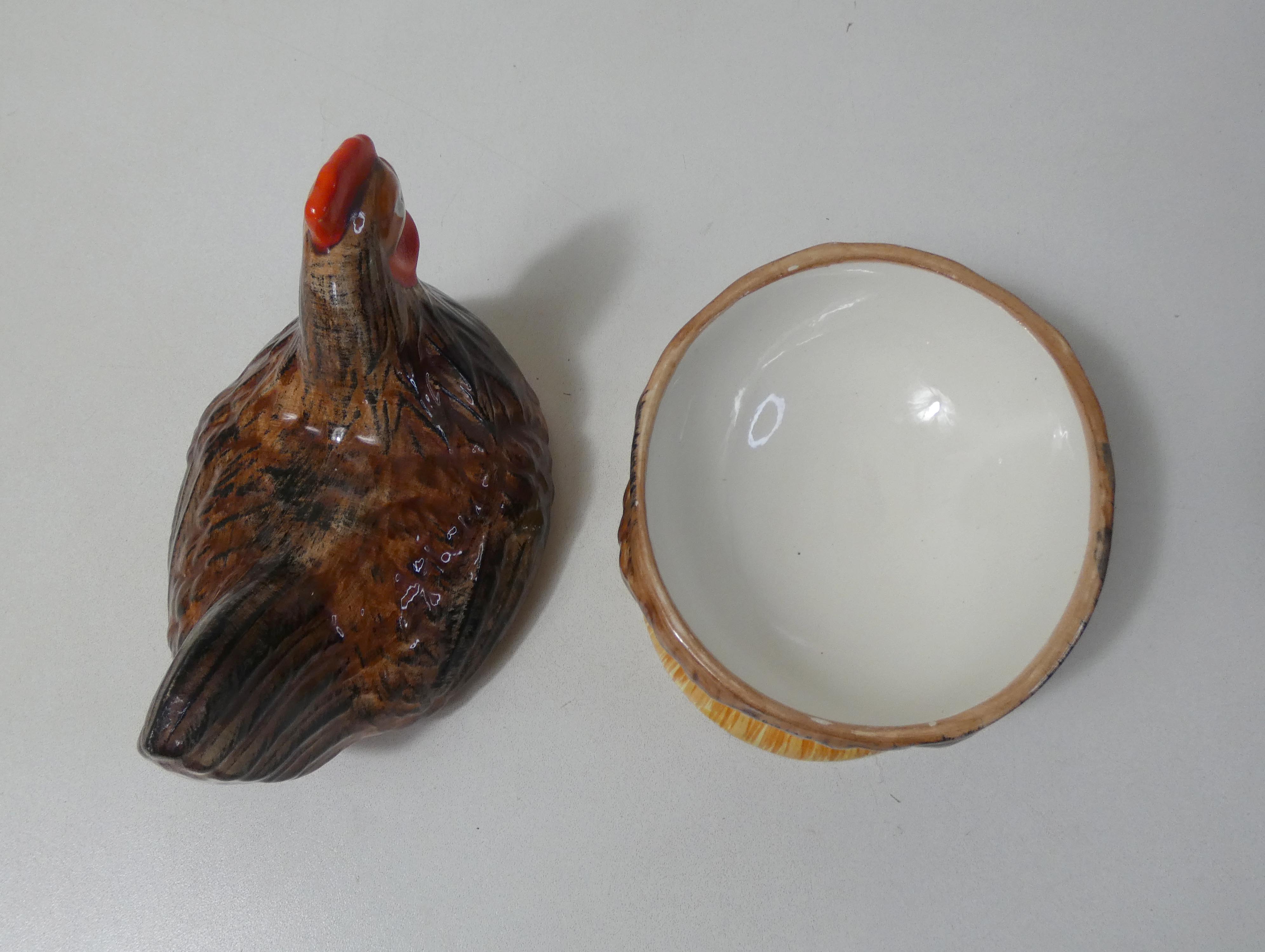 Terrine hen slip ceramic signed Caugant