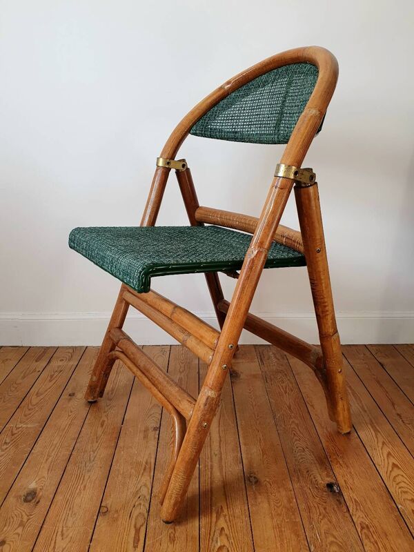 Paire de chaises de bistrot pliantes en rotin