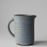 Turquoise Ribbed Mid-Century Ceramic Jug 1L
