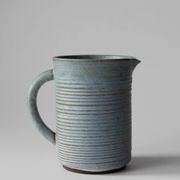 Pichet en céramique côtelée turquoise style milieu du siècle, 1 L
