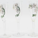Lot de 3 flûtes en verre avec fleurs