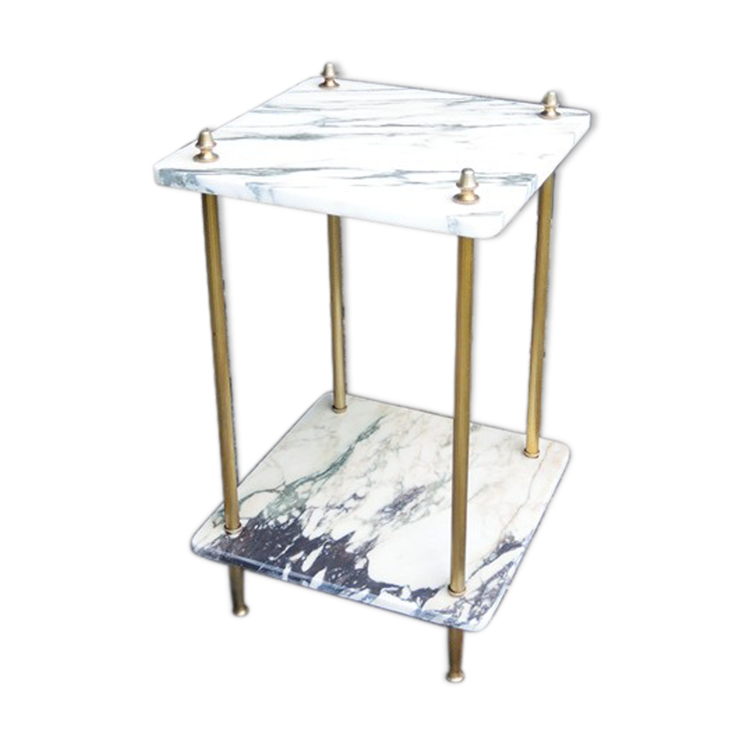 Side table in marble and brass