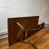 Vintage ceramic coffee table (atomic pattern) with a chrome base.