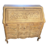 Solid Oak Carved Secretary Desk