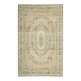 Tapis turc Oushak fait à la main en laine et coton orange des années 1970, 209x310.