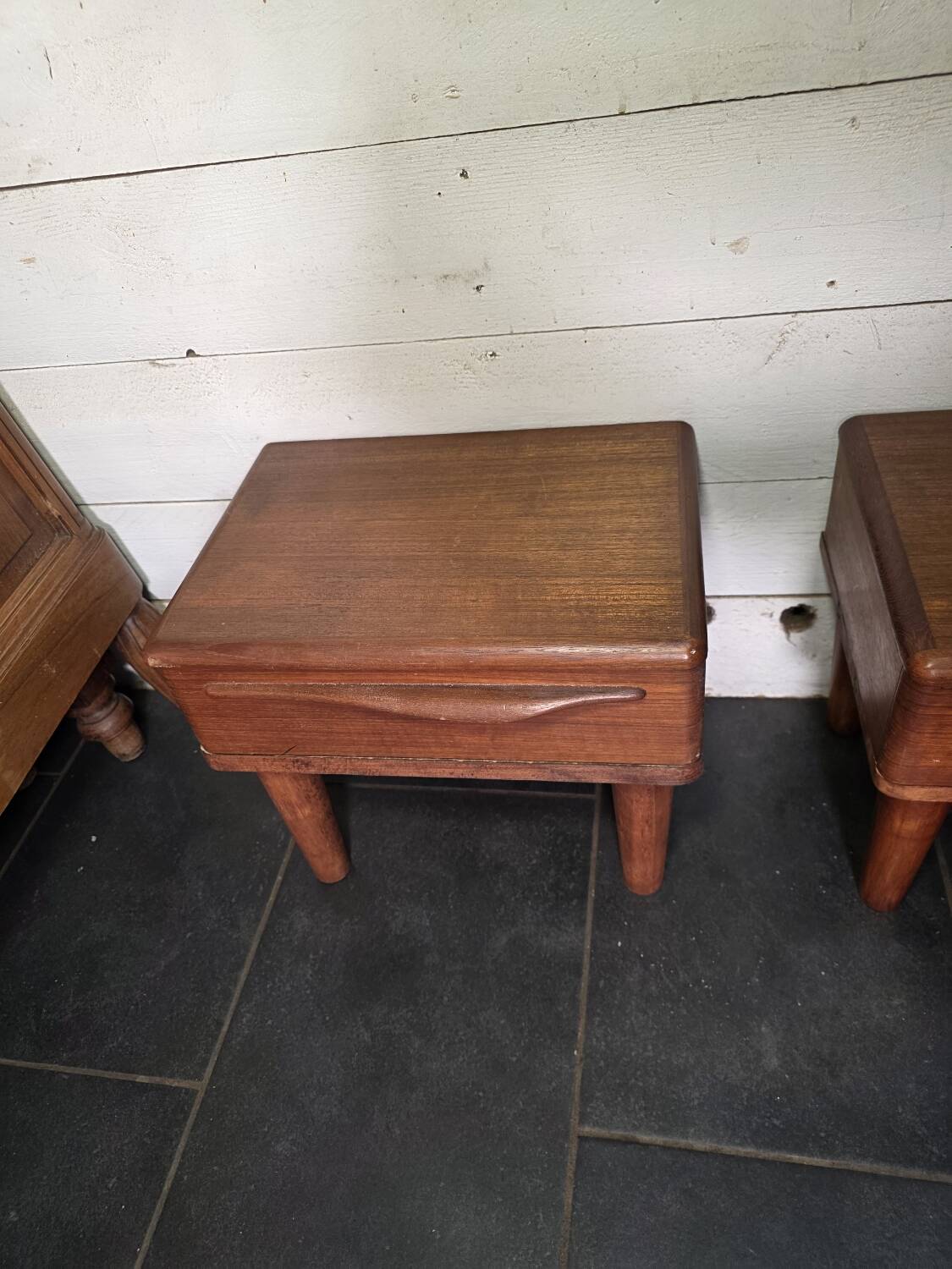 Pair of Scandinavian teak bedside tables from the 1960s.