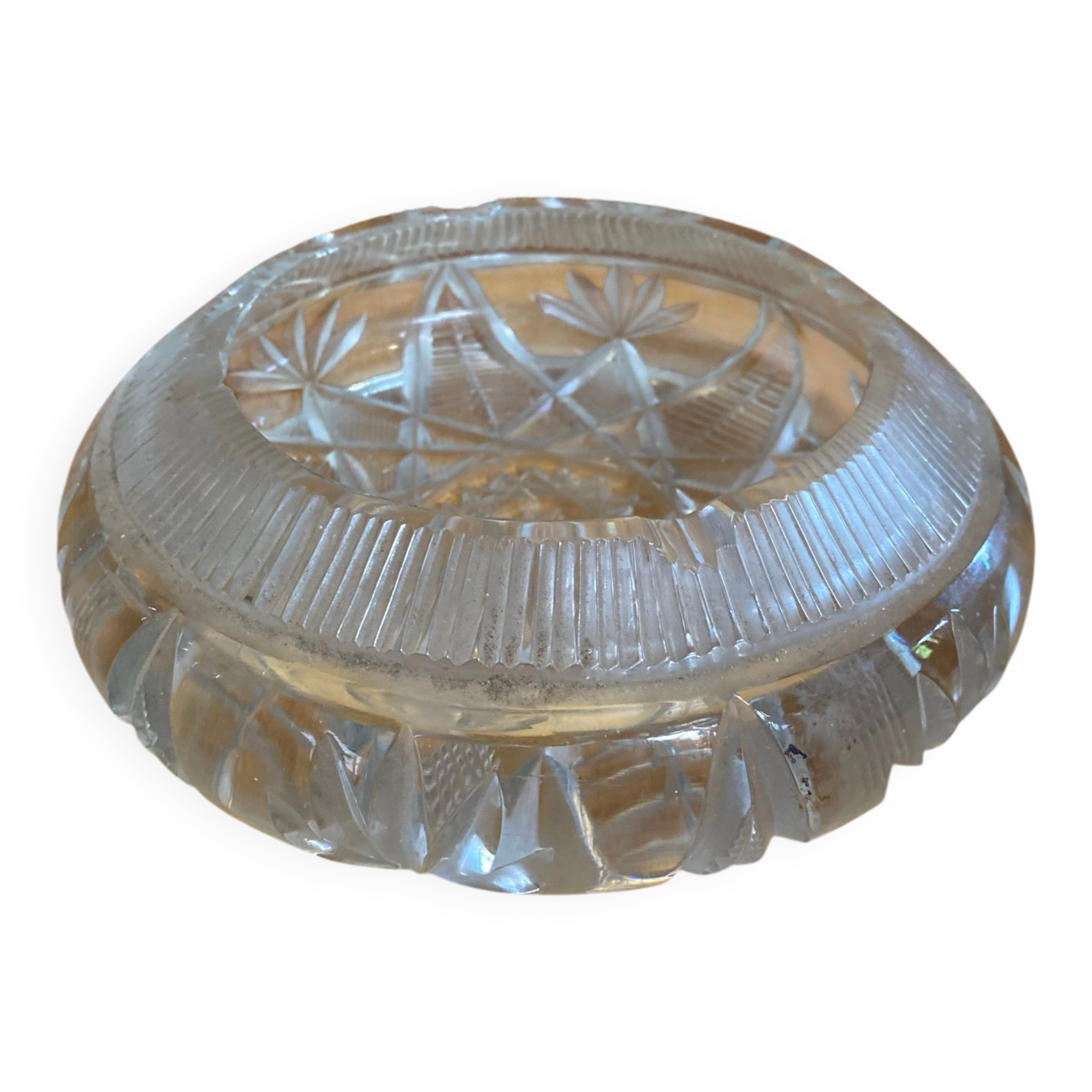 Vintage Cut Crystal Ashtray Saint Louis Style #E081