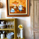 Still life with mandarins and blue pottery, oil on canvas