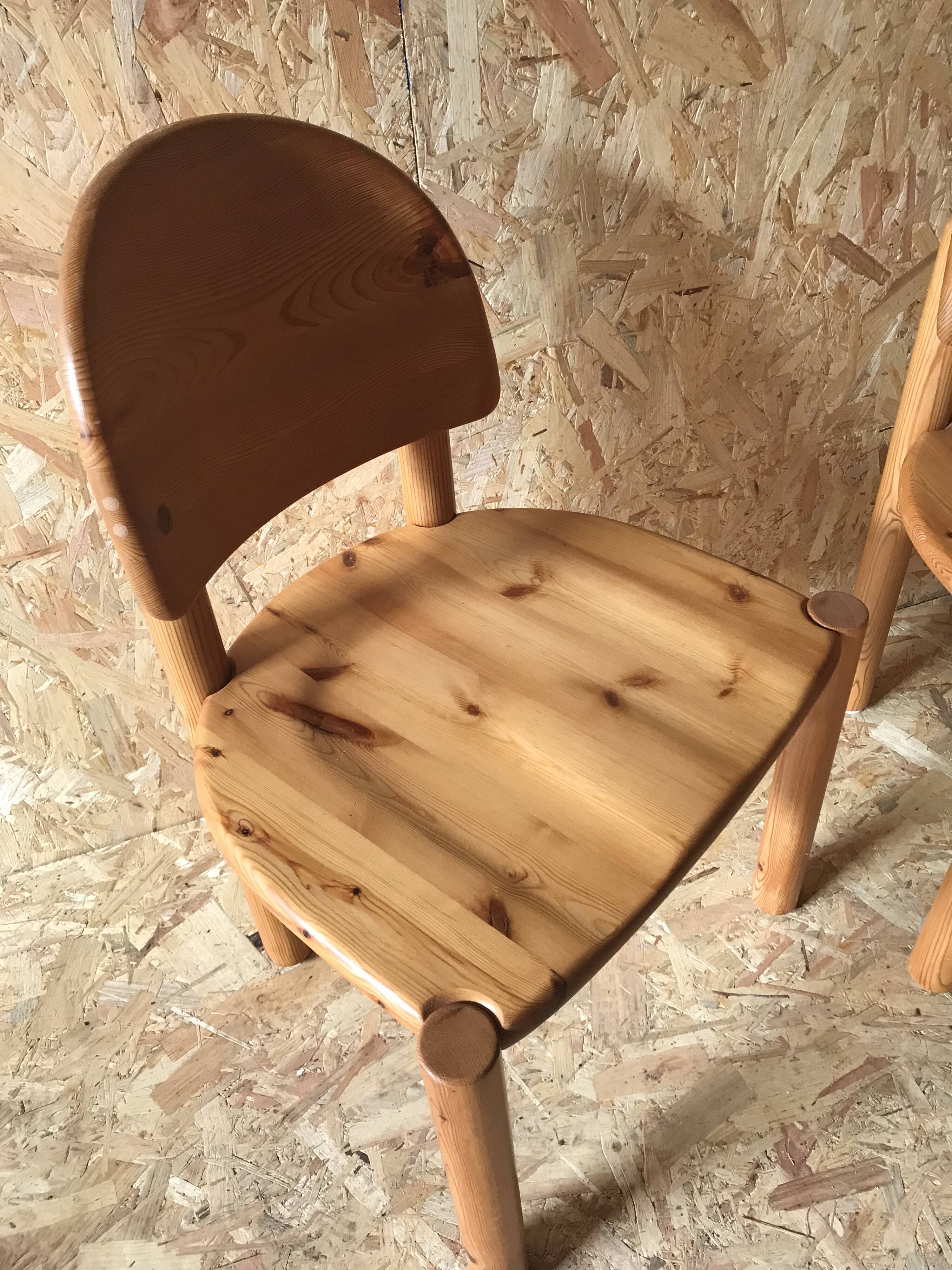 Pair of solid pine chairs by Rainer Daumiller, Germany 1960