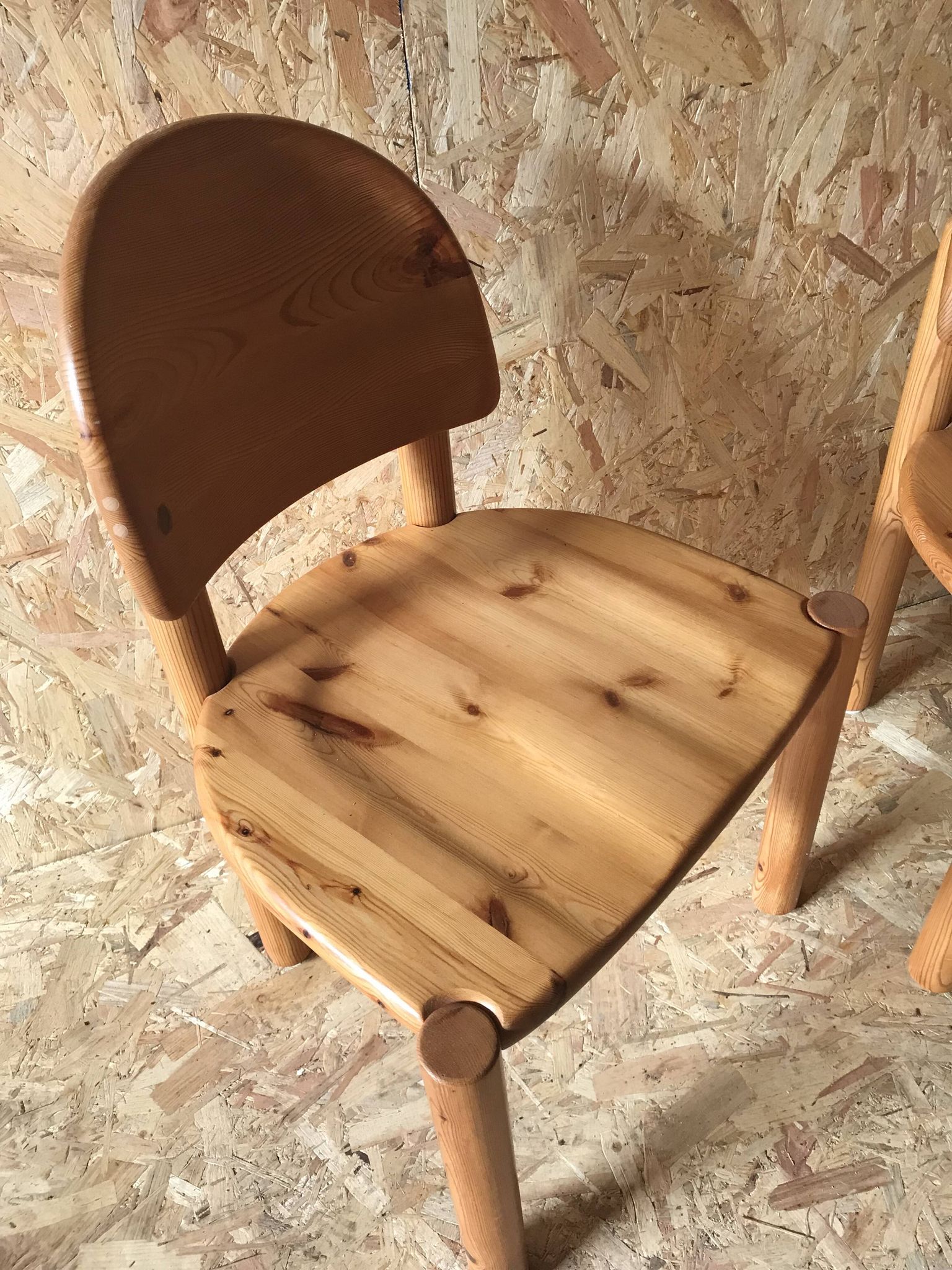 Pair of solid pine chairs by Rainer Daumiller, Germany 1960