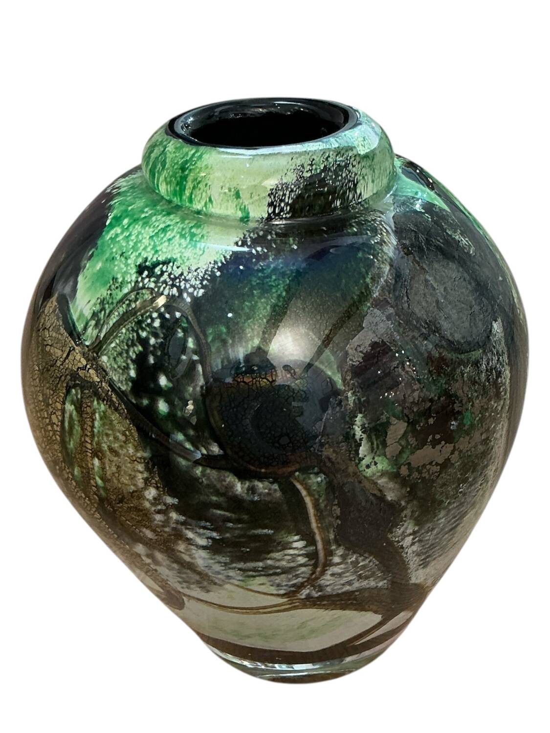 Ada LOUMANI vase in blown glass in shades of green