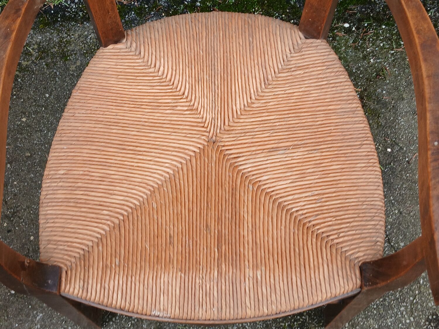Pair of antique straw-seated armchairs