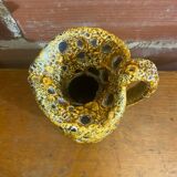 Antique pitcher cyclops enamels honey yellow vallauris fat lava vintage