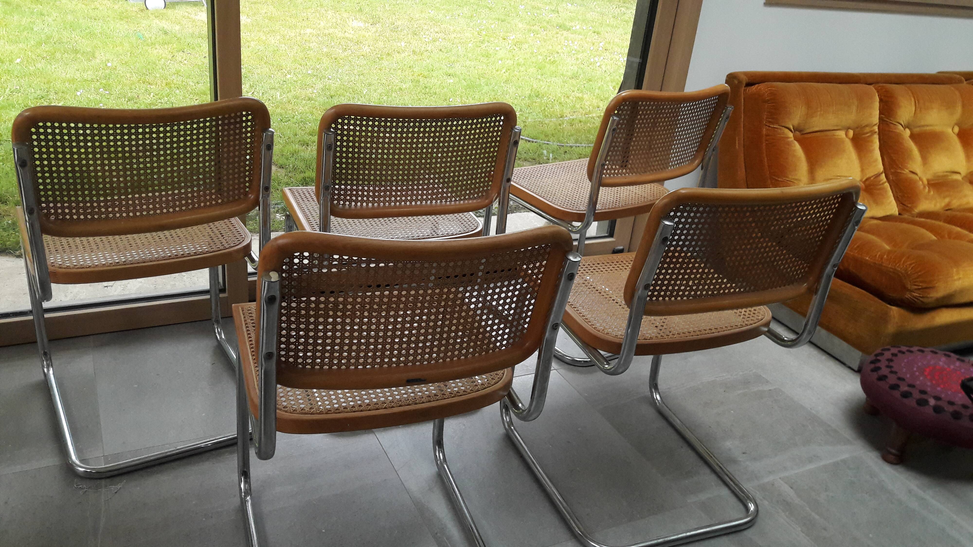 Set of 5 B32 Marcel Breuer cesca chairs