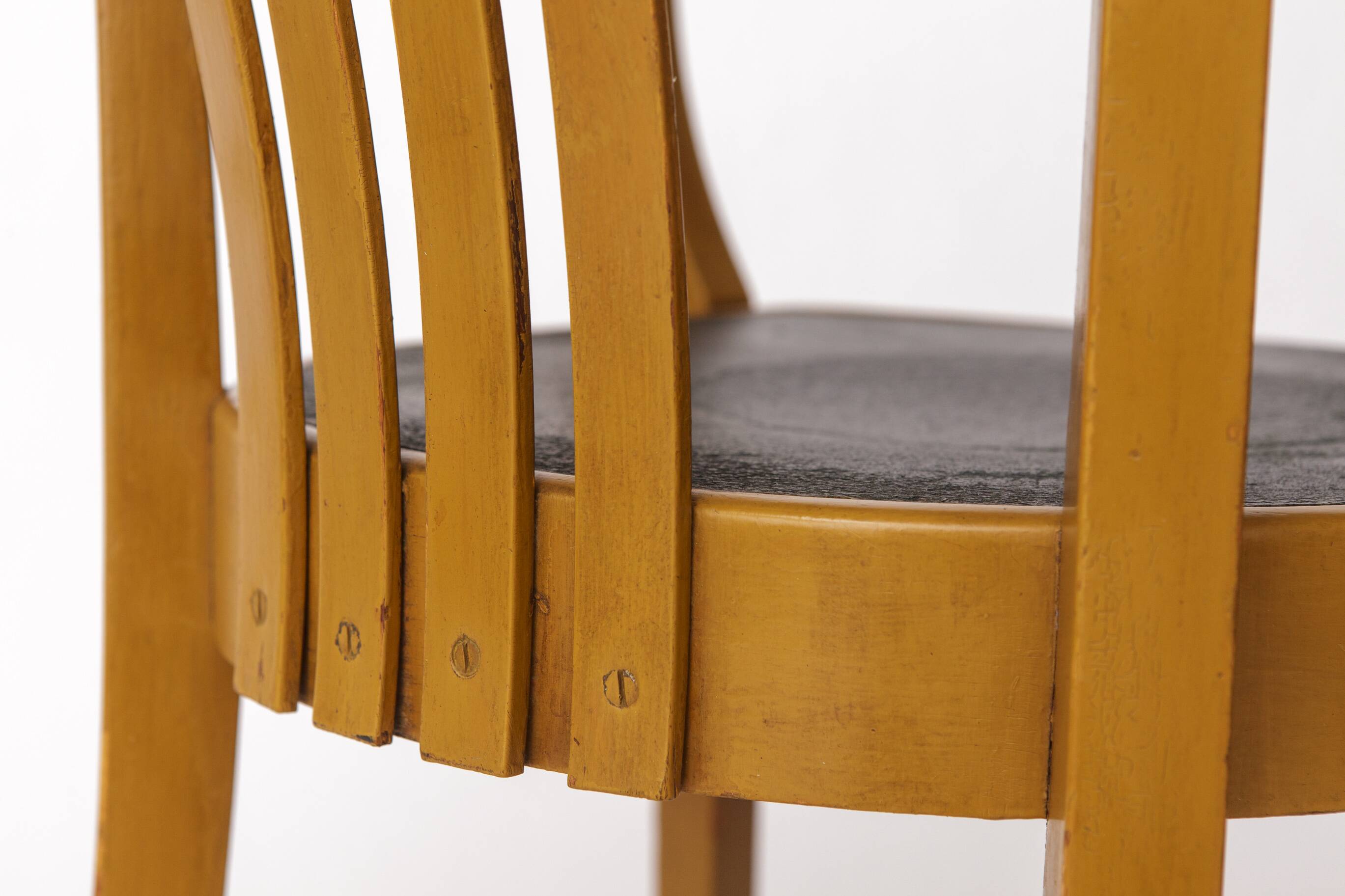 Fauteuil vintage allemand – Jaune moutarde et vert des années 1950 – Style Mid-Century