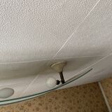 Rectangular ceiling light / chandelier in sandblasted glass and vintage Art Deco chrome