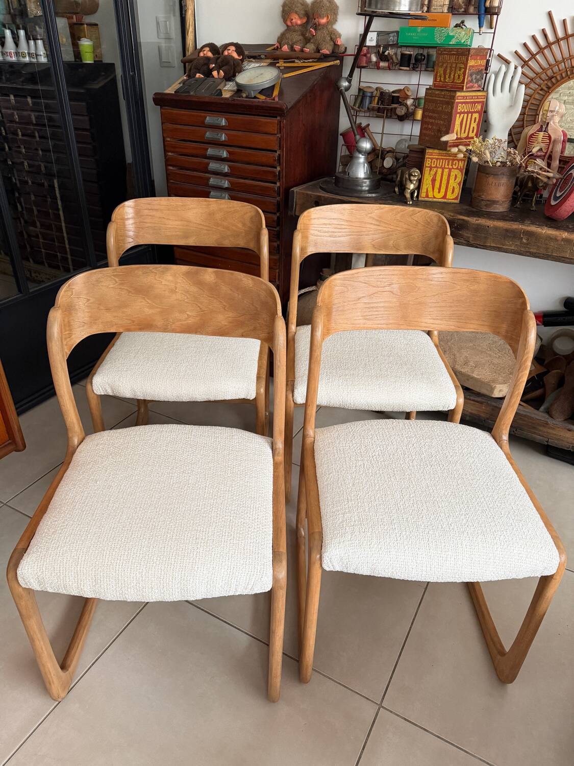 Ensemble de 4 chaises Baumann traîneau