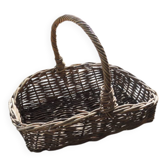 Old Rectangular Light Wicker Basket