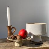 Standing cup in speckled enamelled sandstone brown beige