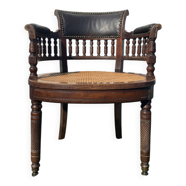 Fauteuil de bureau Napoléon III en bois massif — Beyit