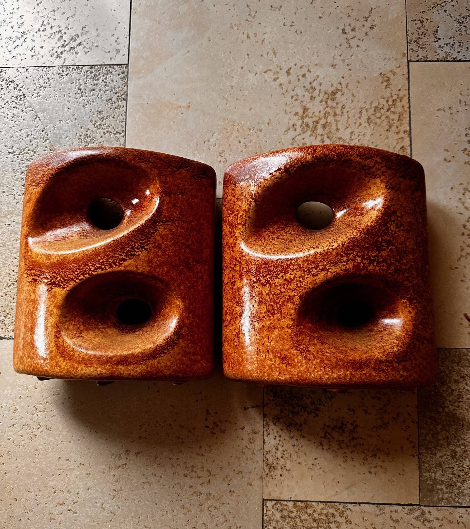 Pair of vases by Roberto Rigon for Bertoncello cermamiche d'arte
