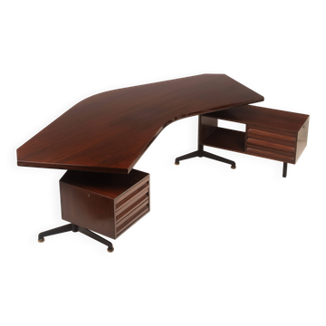 Bureau Boomerang en palissandre T96 par Osvaldo Borsani pour Tecno, Première Édition, 1950