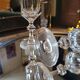 Two thick crystal flutes in the Baccarat style. 1960s. Two flutes in thick crystal.