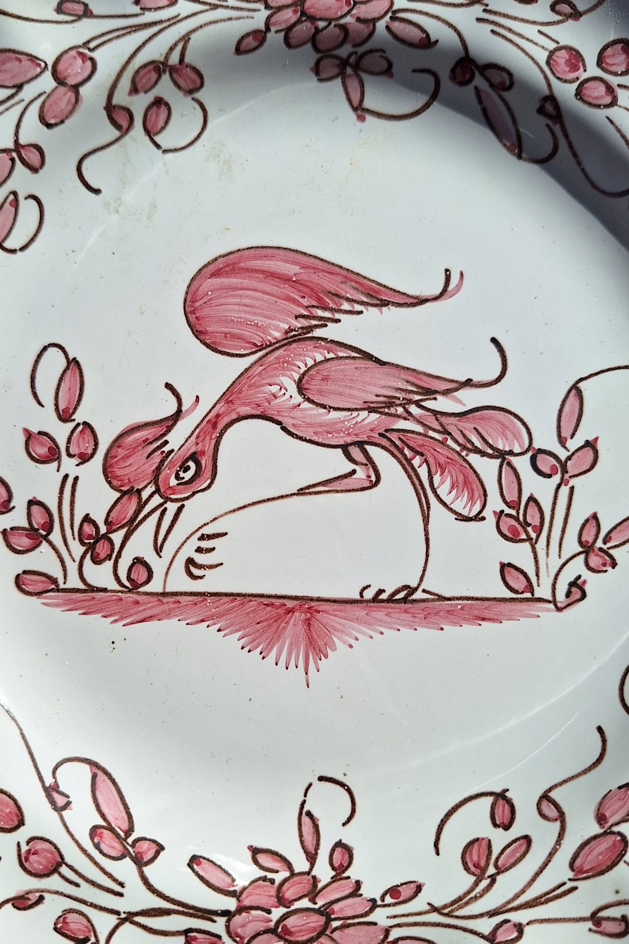 Faience plate with Moustiers decoration, 18th century.