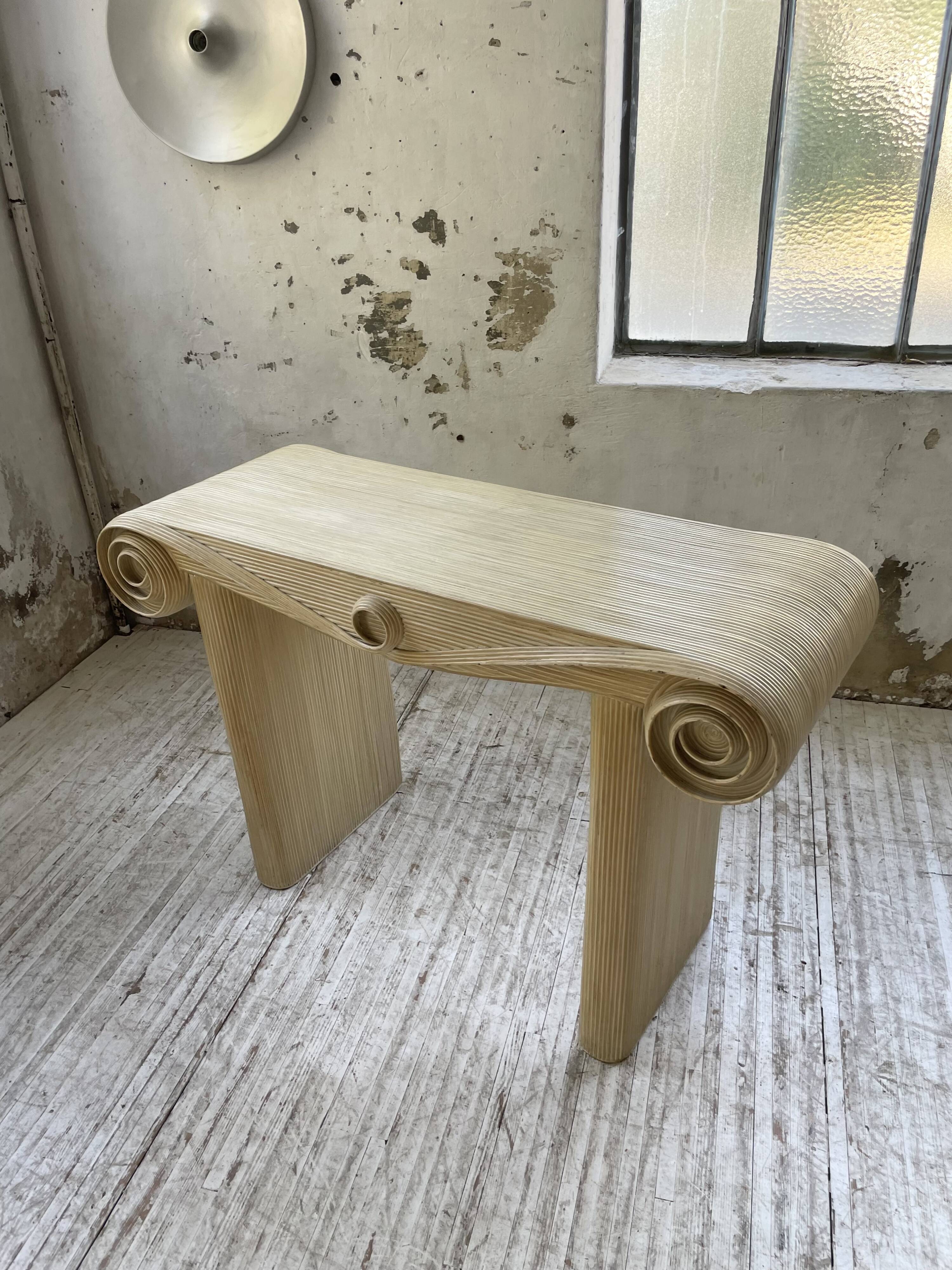 70s console in tropicalist rattan