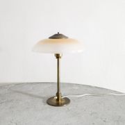 Vintage Danish Mid Century Fog & Mørup Table Lamp in Brass & Glass, 1950s