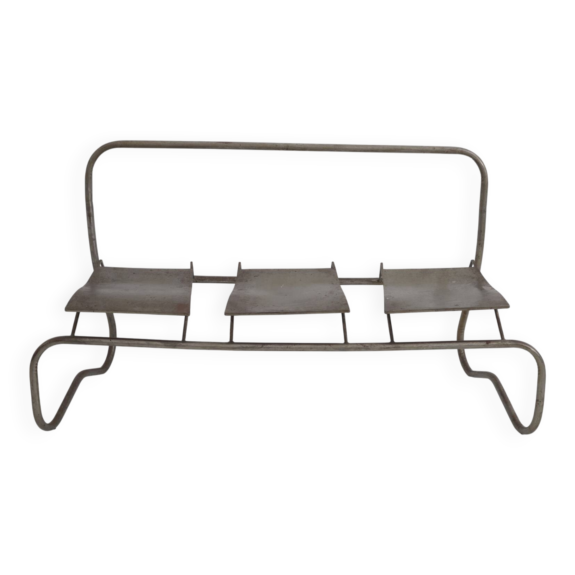 Sculptural metal bench / Artist's work signed Circa 2000