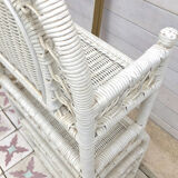 Old shelf in white rattan Peacock