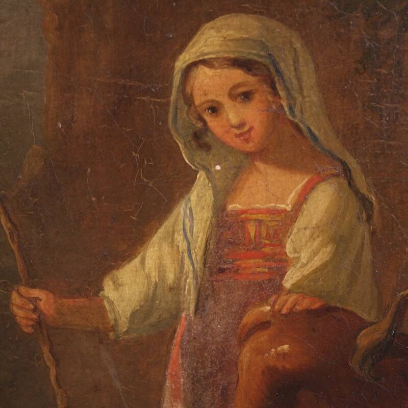 Peinture bucolique antique du 19ème siècle