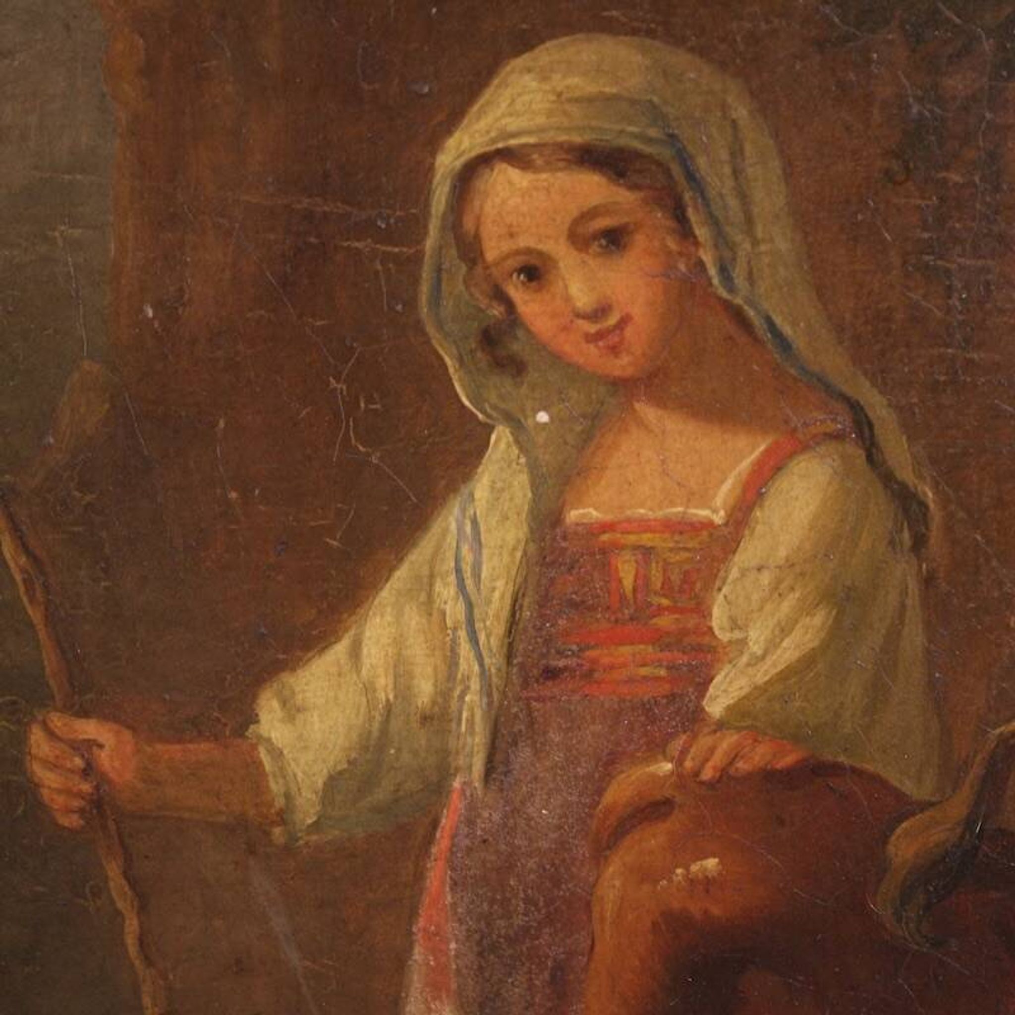 Peinture bucolique antique du 19ème siècle