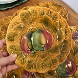 7 dessert plates barbotine Sarreguemines