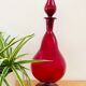 Large blown glass red carafe Blenko / Genie Bottle from the 1960s.