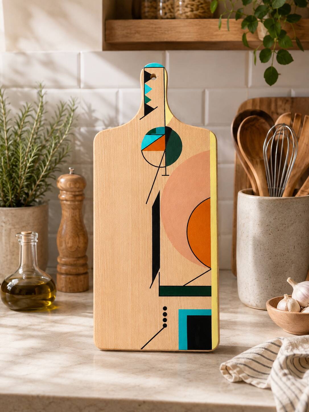 Handmade Resin Serving Board, Geometric Cheese Board, Wood & Resin Charcute