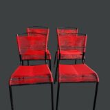 Set de 4 chaises Spaghetti rouges – Design italien 70s – style Belotti