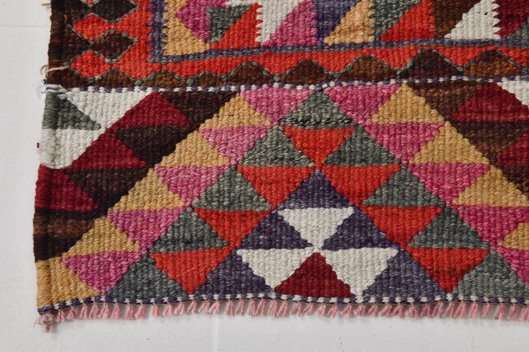 3x10 Vintage Burgundy Kilim Runner Rug 95x302Cm