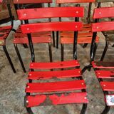 Set of 8 vintage French bistro chairs – industrial metal Tolix style