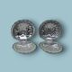 Duo de beurriers vintage en forme de coquillage – inox et verre