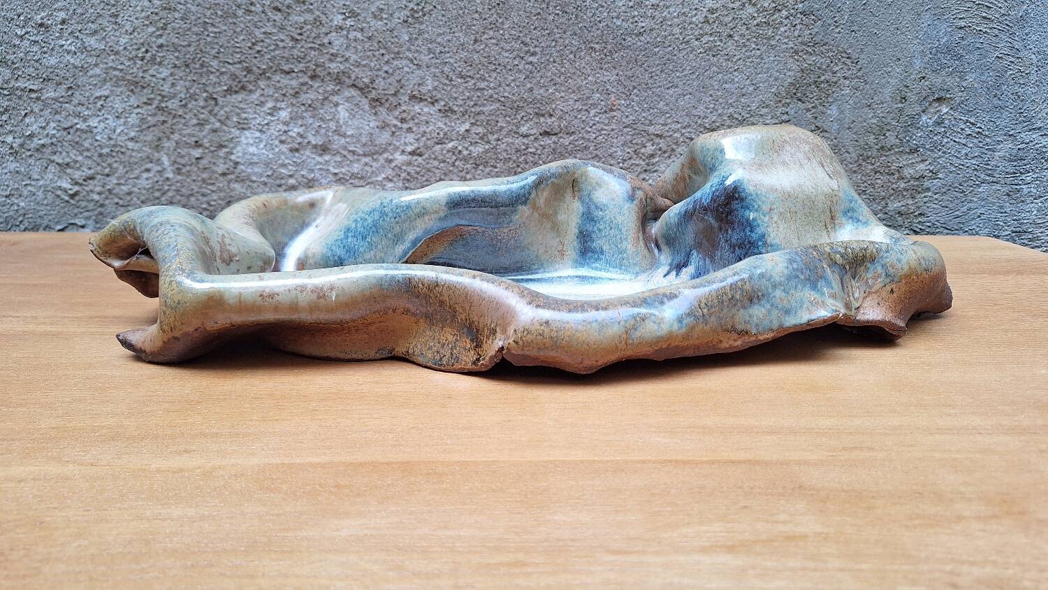 Free-form ceramic trinket tray by Alain and Nadia Pinel