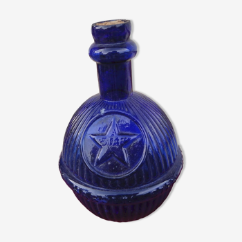 Grenade extincteur Harden de cheminée en verre bleu à cannelure, marquée "star". rare décoration
