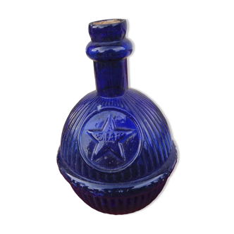 Grenade extincteur Harden de cheminée en verre bleu à cannelure, marquée "star". rare décoration